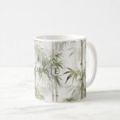 Grüner Bambus Achtsamkeits-Yoga Kaffeetasse (VorderseiteRechts)