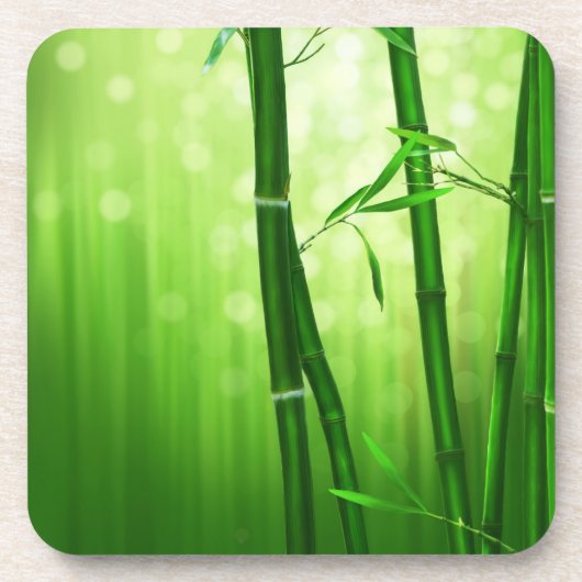 Grüner Bambus mit blassfarbenen Bokeh-Lichtern hin Untersetzer (Vorderseite)