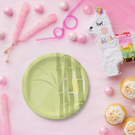 Grüner Bambus Pappteller (Party)