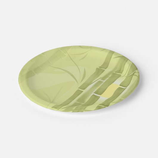 Grüner Bambus Pappteller (Schrägansicht)