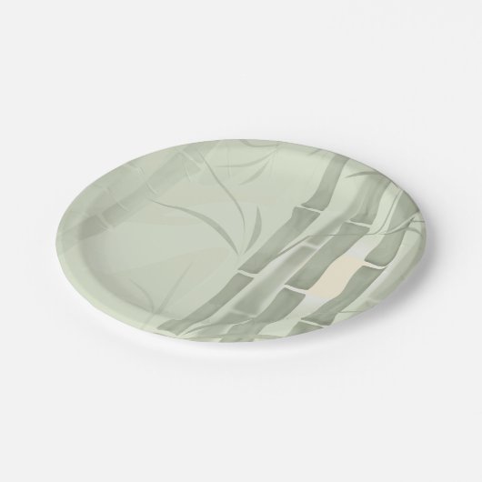 Grüner Bambus Pappteller (Schrägansicht)