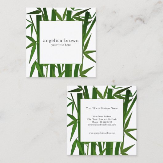 Grüner Bambus Quadratische Visitenkarte (Vorne/Hinten)