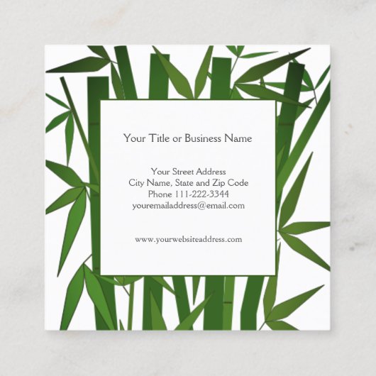 Grüner Bambus Quadratische Visitenkarte (Rückseite)