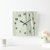 Grüner Bambus Quadratische Wanduhr (Zuhause)