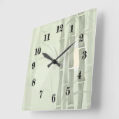 Grüner Bambus Quadratische Wanduhr (Winkel)