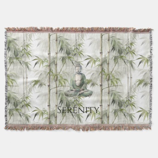 Grüner Bambus Serenity Buddha Decke (Vorderseite)