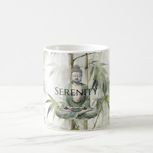 Grüner Bambus Serenity Buddha Kaffeetasse (Mittel)