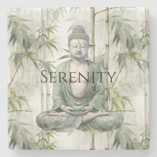 Grüner Bambus Serenity Buddha Steinuntersetzer