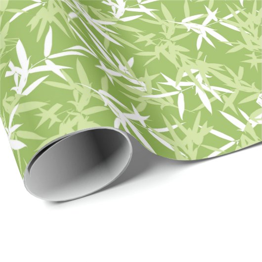 Grüner Bambus verlässt einzigartiges Muster Geschenkpapier (Rolleneckpunkt)