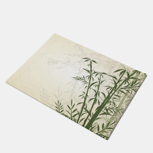 Grüner Bambusgrunge Fußmatte (Schrägansicht)