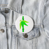 Grüner Bambusstalk mit tropischen Blätter Button