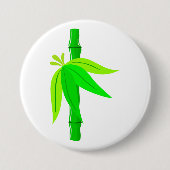 Grüner Bambusstalk mit tropischen Blätter Button (Vorderseite)