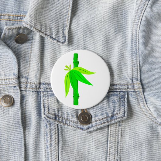 Grüner Bambusstalk mit tropischen Blätter Button (Beispiel)