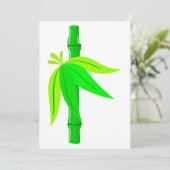 Grüner Bambusstalk mit tropischen Blätter Einladung (Stehend Vorderseite)