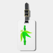 Grüner Bambusstalk mit tropischen Blätter Gepäckanhänger (Vorderseite vertikal)