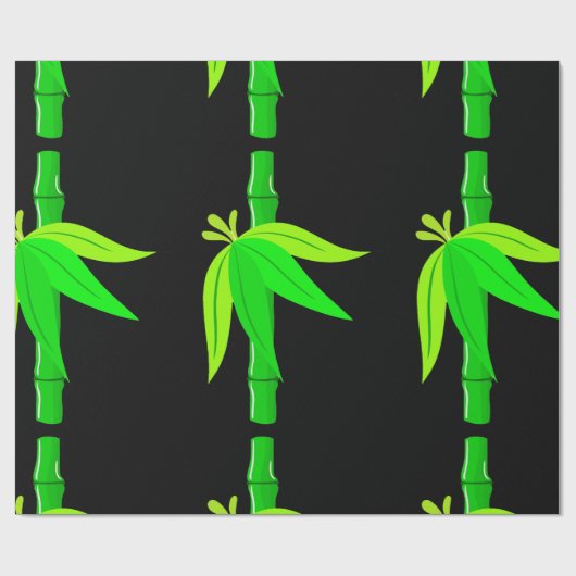 Grüner Bambusstalk mit tropischen Blätter Geschenkpapier (Flach)