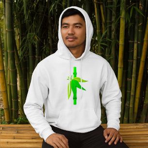 Grüner Bambusstalk mit tropischen Blätter Hoodie