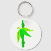 Grüner Bambusstalk mit tropischen Blätter Schlüsselanhänger (Vorderseite)