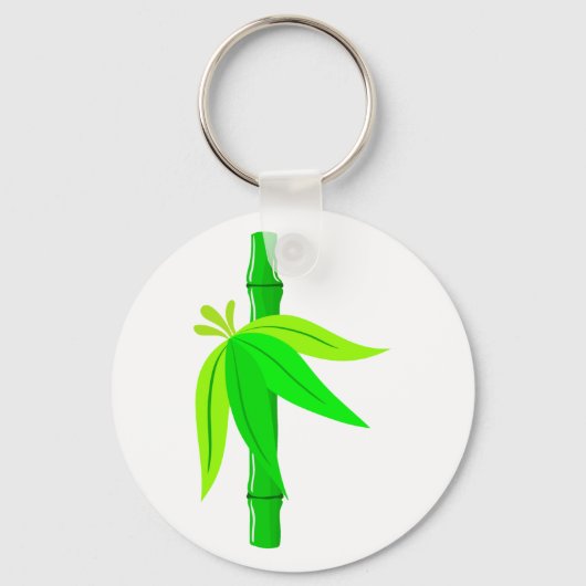 Grüner Bambusstalk mit tropischen Blätter Schlüsselanhänger (Rückseite)