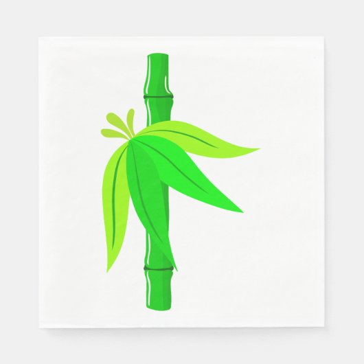 Grüner Bambusstalk mit tropischen Blätter Serviette (Vorderseite)