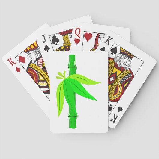 Grüner Bambusstalk mit tropischen Blätter Spielkarten (Rückseite)