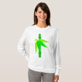 Grüner Bambusstalk mit tropischen Blätter T-Shirt (Vorne ganz)