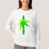 Grüner Bambusstalk mit tropischen Blätter T-Shirt (Vorderseite)