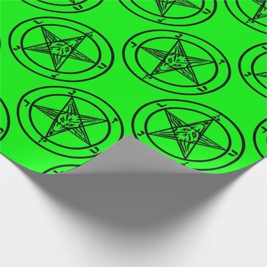 Grüner Baphomet-Pentagramm Geschenkpapier (Ecke)