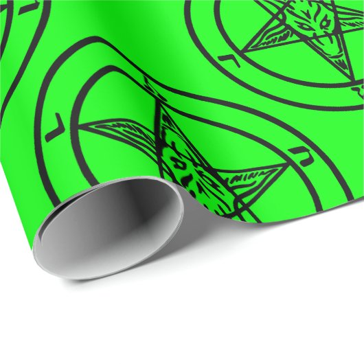 Grüner Baphomet-Pentagramm Geschenkpapier (Rolleneckpunkt)