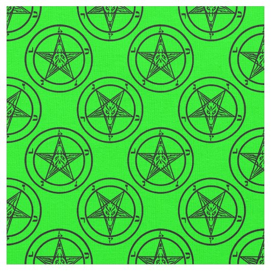 Grüner Baphomet-Pentagramm Stoff (Nahaufnahme)