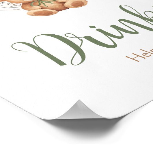 Grüner Bär Ballon Babydusche Getränke Poster (Ecke)