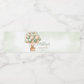 Grüner Bär Heißluftballon Wasserflaschenetikett (Einzelnes Label)