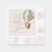 Grüner Bärenballon Babydusche Geschlecht neutral Serviette (Vorderseite)