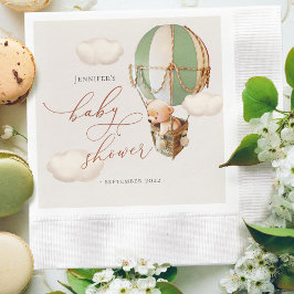 Grüner Bärenballon Babydusche Geschlecht neutral Serviette