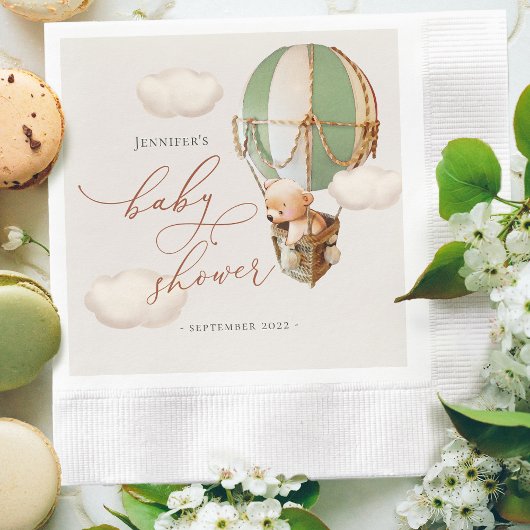 Grüner Bärenballon Babydusche Geschlecht neutral Serviette