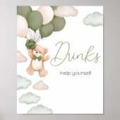 Grüner Bärenballon Bearly Wait Baby Shower Drinks Poster (Vorne)