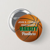 Grüner Basketball-Button für die Universitäts-Mann Button (Vorne & Hinten)