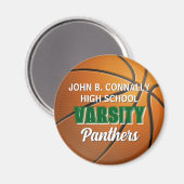 Grüner Basketball in Schulmannschaft Custom High S Magnet (Vorderseite/Rückseite)