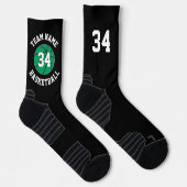 Grüner Basketballspieler-Teamname und -Nummer Socken (Rechts)