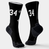 Grüner Basketballspieler-Teamname und -Nummer Socken (Gewinkelt)