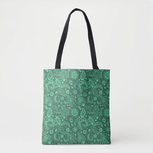 Grüner Batik-Boho-Stil floral Paisley-Muster Tasche (Vorderseite)