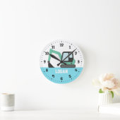 Grüner Baubagger Kinderzimmer Runde Wanduhr (Zuhause)