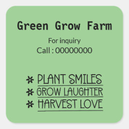 Grüner Bauernhof Kontaktnr. viereckiger Aufkleber
