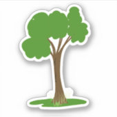 Grüner Baum auf Grasaufkleber Aufkleber (Vorderseite)