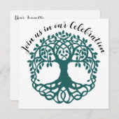 Grüner Baum Ende der Behandlung Krebs Einladung (Vorne/Hinten)