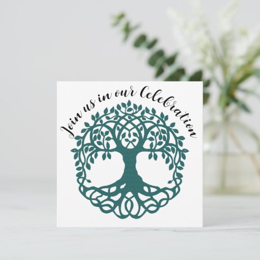 Grüner Baum Ende der Behandlung Krebs Einladung (Stehend Vorderseite)