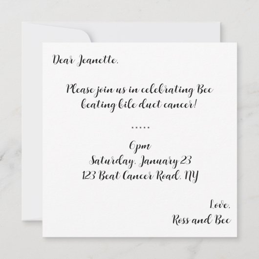 Grüner Baum Ende der Behandlung Krebs Einladung (Rückseite)