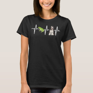 Grüner Baum Frosch Bartded Collie Heartbeat Hund T-Shirt