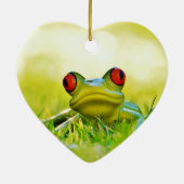 Grüner Baum-Frosch in der Gras-Keramik-Verzierung Keramik Ornament (Hinten)