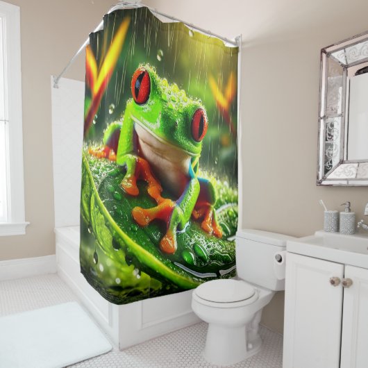 Grüner Baumfrosch Duschvorhang (Beispiel)
